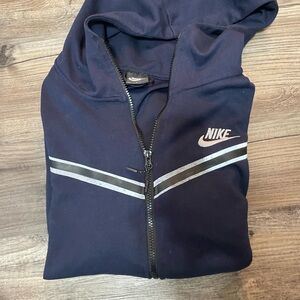 Nike Dark Blue Hoodie with Silver Accents ipod pocket access